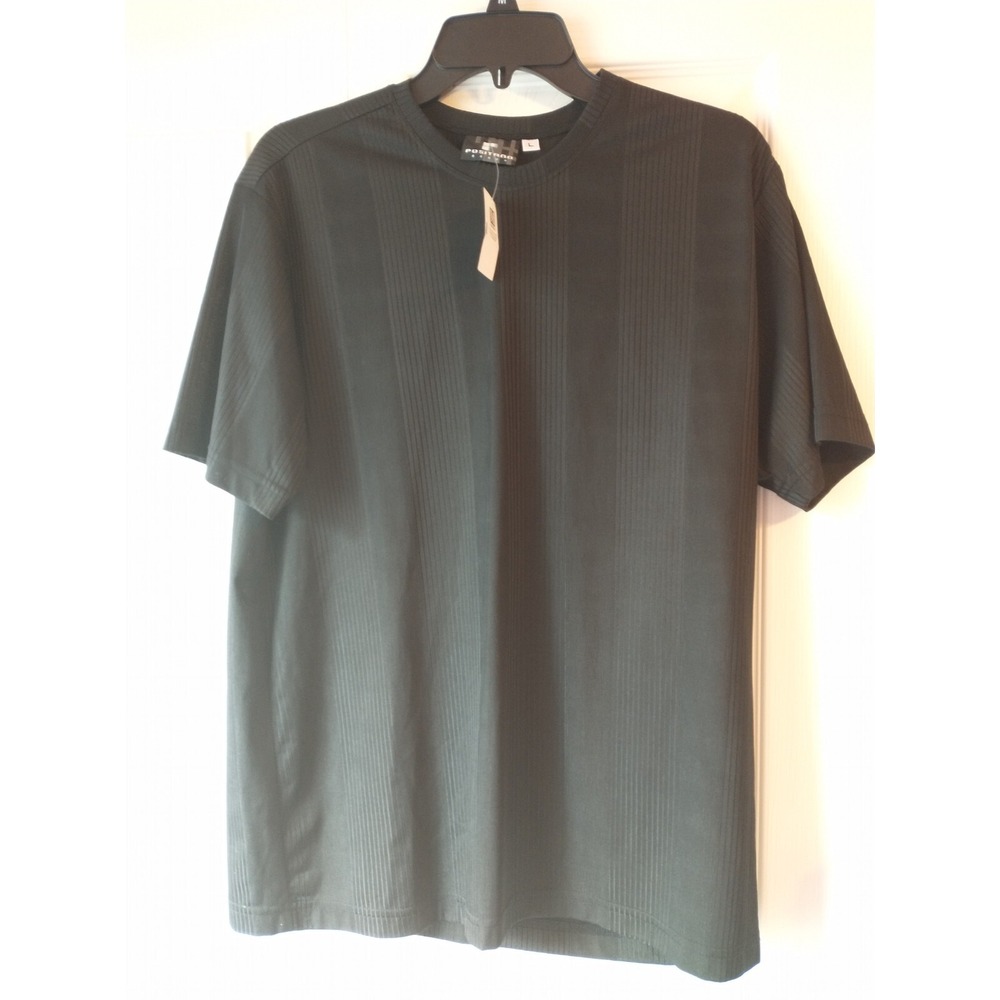 Vintage 90's Positano Crew Neck‎ Shirt Black Ribbed Large